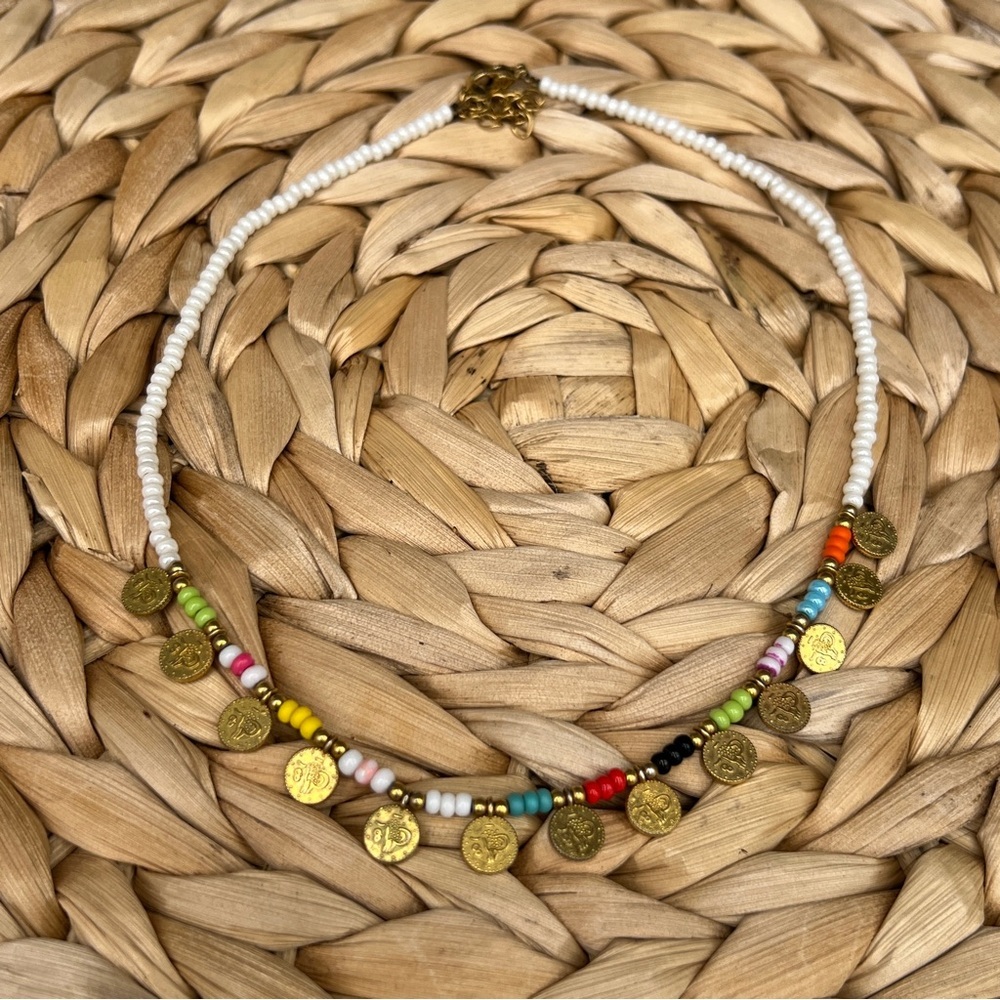 Colorful Beaded Necklace with Gold Accents​